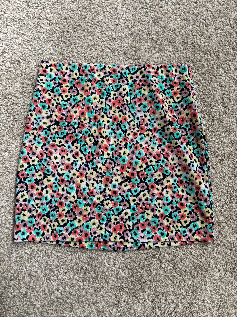 BCBGeneration Multicolor Floral-Leopard Mini Skirt in Coral, Mint & Yellow